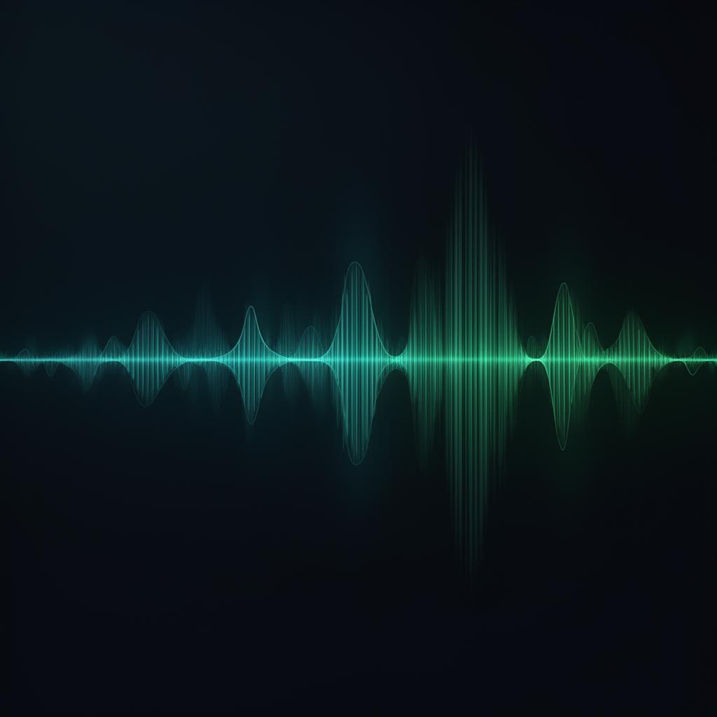Abstrakte grüne Audiowellen auf dunklem Grund